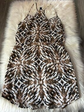 Women's Animal Print Linen Halter Dress